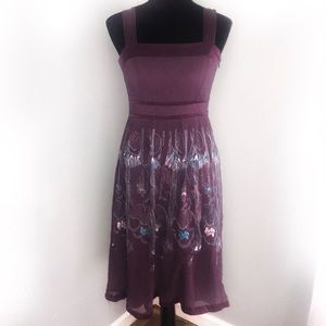 Chloe Vintage Embroidered Blue Purple A Line Dress